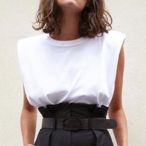 The Frankie Shop Eva Padded Shoulder T-shirt